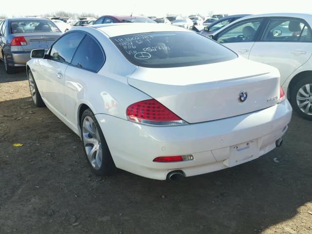 WBAEH13527CR52788 - 2007 BMW 650 I WHITE photo 3