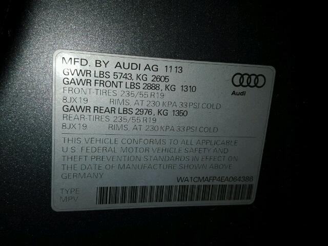 WA1CMAFP4EA064386 - 2014 AUDI Q5 TDI GRAY photo 10