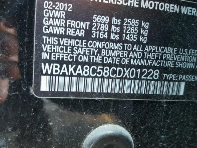 WBAKA8C58CDX01228 - 2012 BMW 750I BLACK photo 10