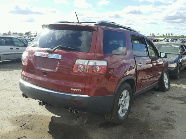 1GKEV13758J130761 - 2008 GMC ACADIA SLE BURGUNDY photo 4