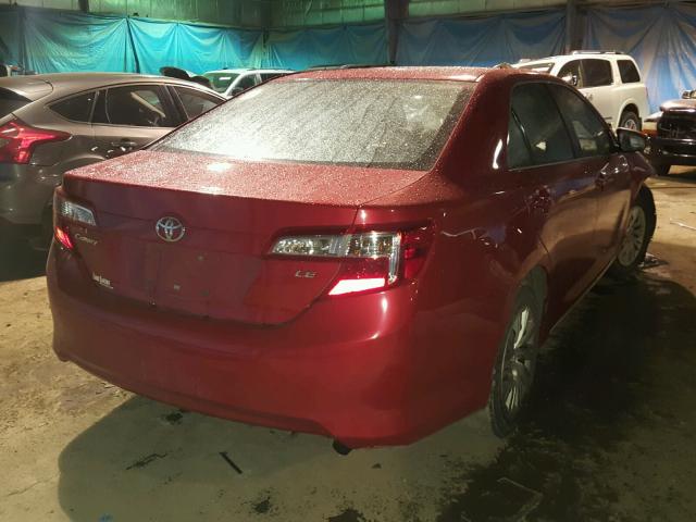 4T1BF1FK5DU638969 - 2013 TOYOTA CAMRY L RED photo 4