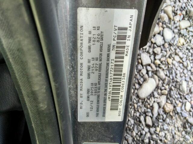 JM1BL1V74D1772173 - 2013 MAZDA 3 I GRAY photo 10