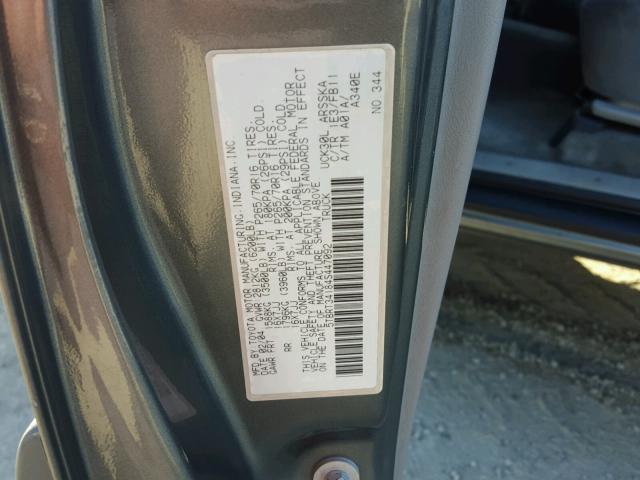 5TBRT34184S447092 - 2004 TOYOTA TUNDRA ACC GRAY photo 10