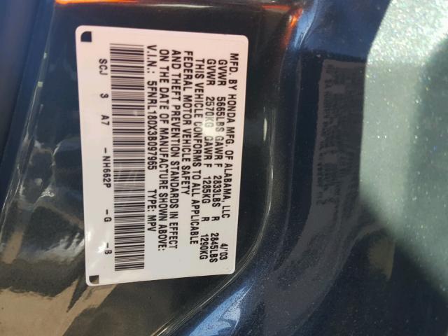 5FNRL180X3B097965 - 2003 HONDA ODYSSEY EX GRAY photo 10