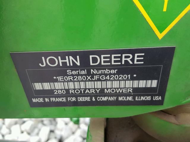 1E0R280XJFG420201 - 2015 JOHN DEERE MOWER GREEN photo 10