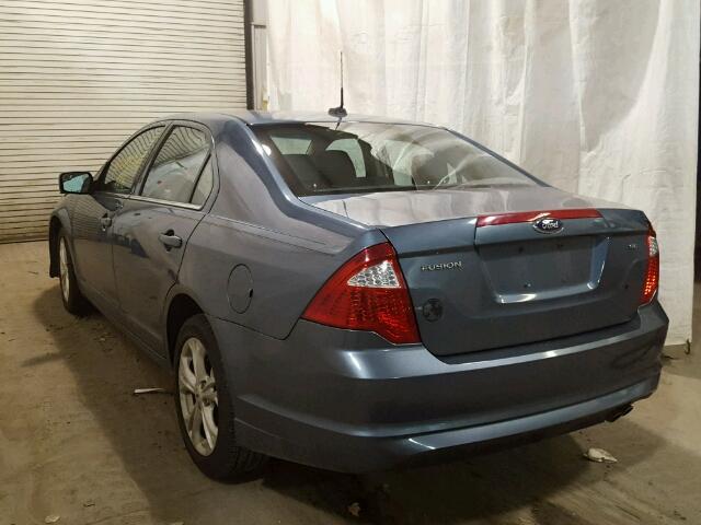 3FAHP0HA8CR399410 - 2012 FORD FUSION SE BLUE photo 3