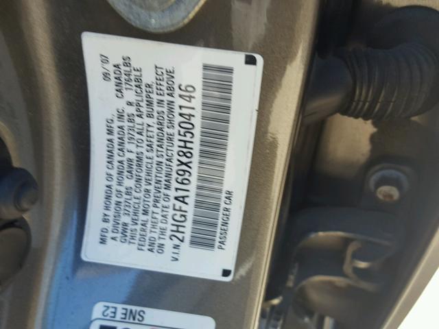 2HGFA169X8H504146 - 2008 HONDA CIVIC EXL 灰色 照片 10