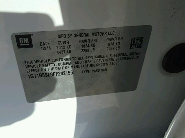1G11B5SL9FF242156 - 2015 CHEVROLET MALIBU LS Ağ foto 10