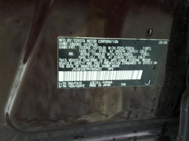 JTLKE50E991065623 - 2009 TOYOTA SCION XB ბურგუნდია ფოტო 10