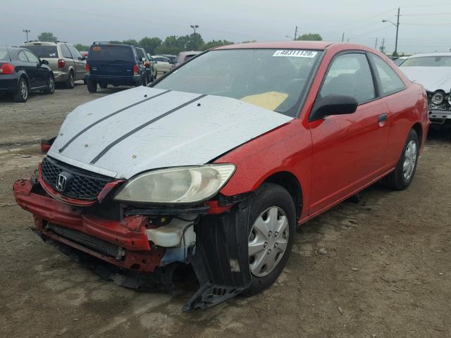 1HGEM22195L070695 - 2005 HONDA CIVIC DX V RED photo 2