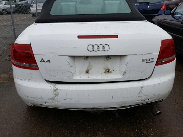 WAUDF48H79K009164 - 2009 AUDI A4 2.0T CA WHITE photo 9