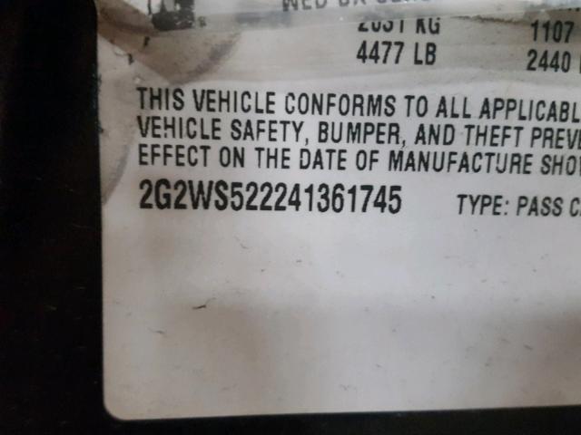 2G2WS522241361745 - 2004 PONTIAC GRAND PRIX 黑色 照片 10