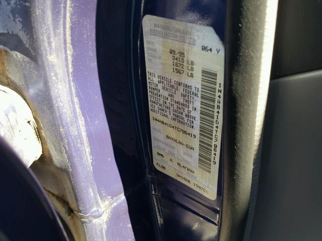 1N4AB41D4TC706419 - 1996 NISSAN SENTRA E BLUE photo 10