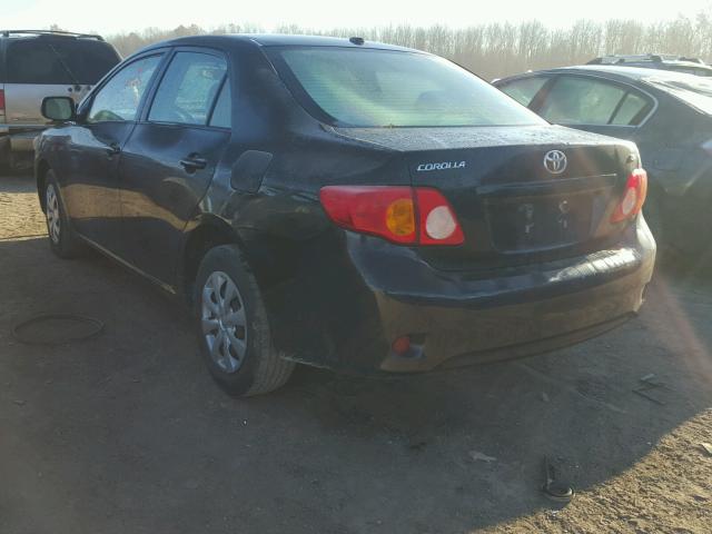 1NXBU4EE9AZ367736 - 2010 TOYOTA COROLLA BA BLACK photo 3