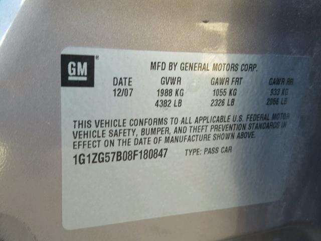 1G1ZG57B08F180847 - 2008 CHEVROLET MALIBU LS TAN photo 10