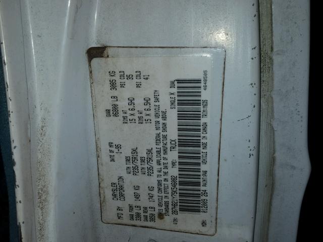 2B7HB21Y7SK546082 - 1995 DODGE RAM VAN B2 WHITE photo 10