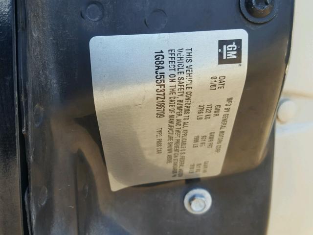 1G8AJ55F37Z186709 - 2007 SATURN ION LEVEL BLACK photo 10