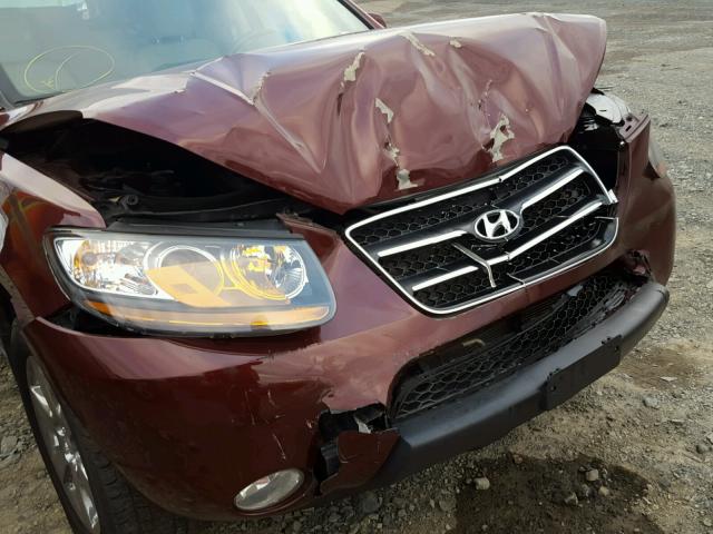 5NMSH73E58H160954 - 2008 HYUNDAI SANTA FE S MAROON photo 9