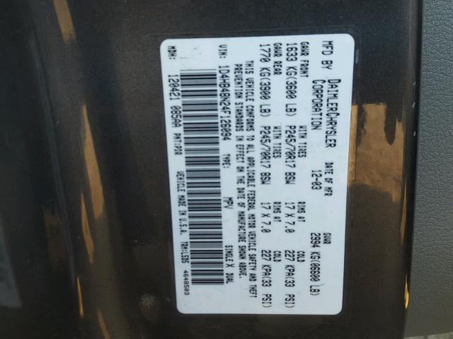 1D4HB48N24F126094 - 2004 DODGE DURANGO SL GRAY photo 10