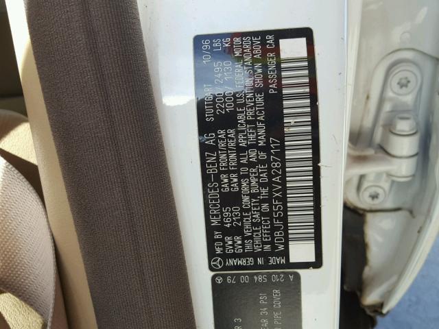 WDBJF55FXVA287117 - 1997 MERCEDES-BENZ E 320 WHITE photo 10