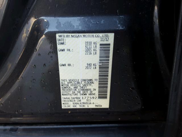 1N4AL3AP8DC177592 - 2013 NISSAN ALTIMA 2.5 CHARCOAL photo 10