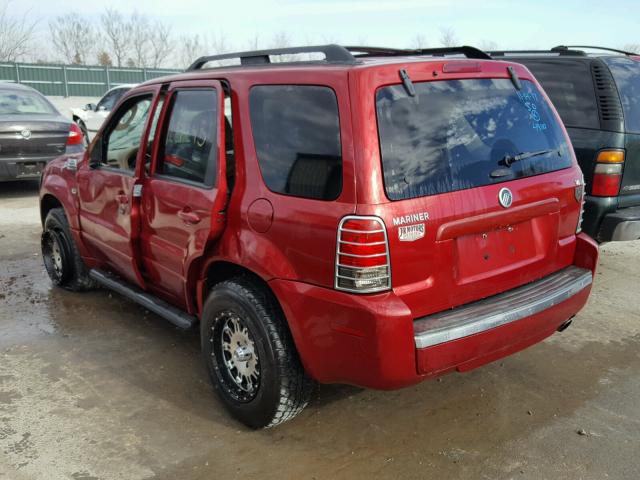 4M2YU56175DJ09733 - 2005 MERCURY MARINER RED photo 3