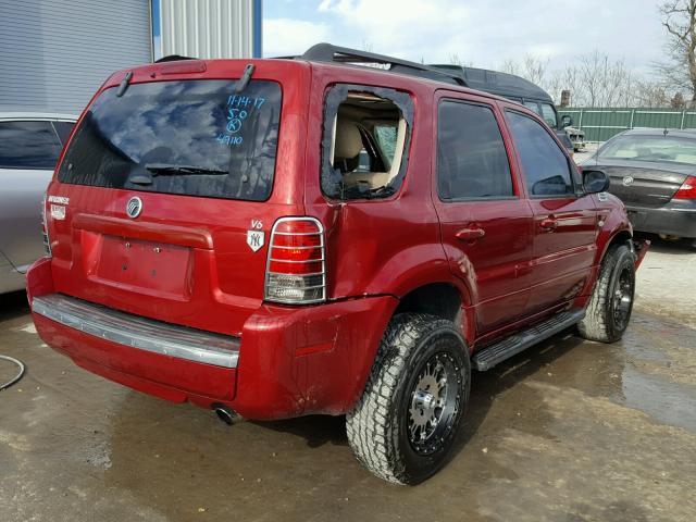 4M2YU56175DJ09733 - 2005 MERCURY MARINER RED photo 4