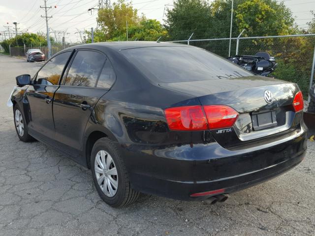 3VW2K7AJ9BM009313 - 2011 VOLKSWAGEN JETTA BASE BLACK photo 3