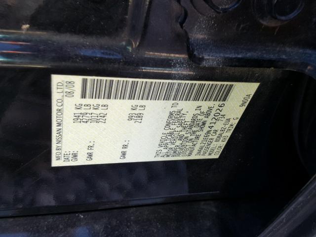 1N4AL21E69N412026 - 2009 NISSAN ALTIMA 2.5 BLACK photo 10