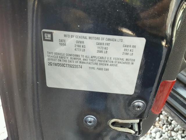 2G1WD58C779223574 - 2007 CHEVROLET IMPALA SUP 黑色 照片 10