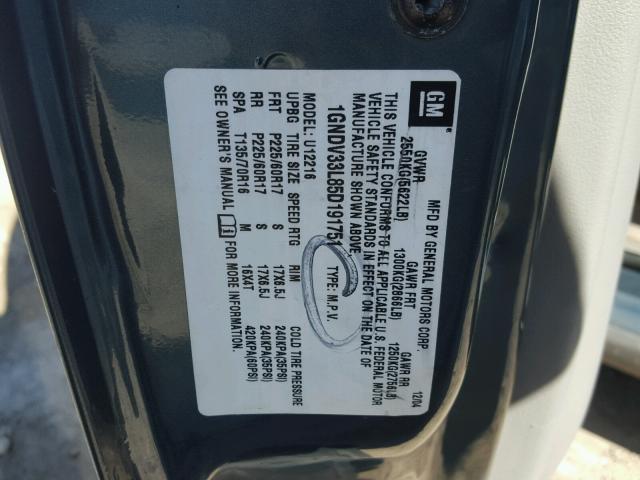 1GNDV33L85D191751 - 2005 CHEVROLET UPLANDER L 蓝色 照片 10