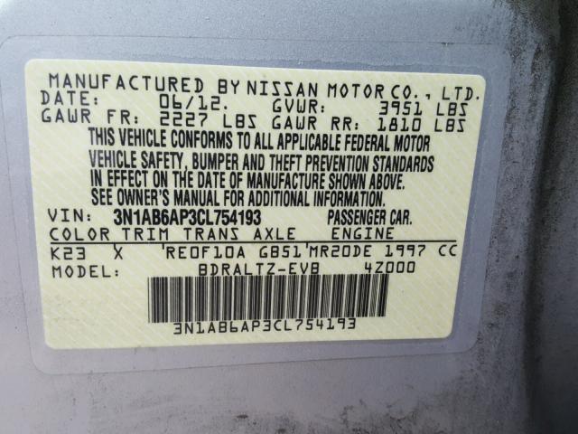 3N1AB6AP3CL754193 - 2012 NISSAN SENTRA 2.0 GRAY photo 10