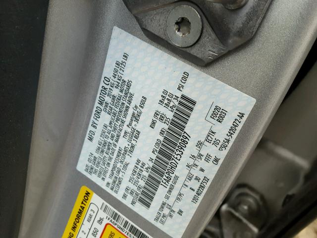 1FA6P0HD7E5390897 - 2014 FORD FUSION SE SILVER photo 10