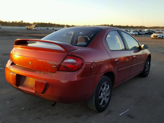 1B3ES56C64D549295 - 2004 DODGE NEON SXT RED photo 4