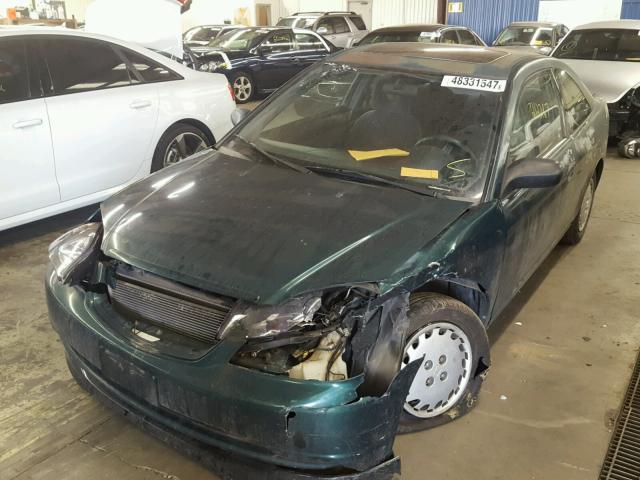 1HGEM22532L003606 - 2002 HONDA CIVIC LX GREEN photo 2