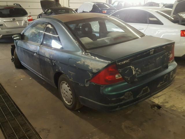 1HGEM22532L003606 - 2002 HONDA CIVIC LX GREEN photo 3