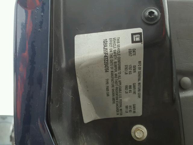 1G8AJ55F47Z204764 - 2007 SATURN ION LEVEL BLUE photo 10