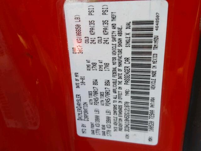 3D3HU18N52G121870 - 2002 DODGE RAM 1500 RED photo 10