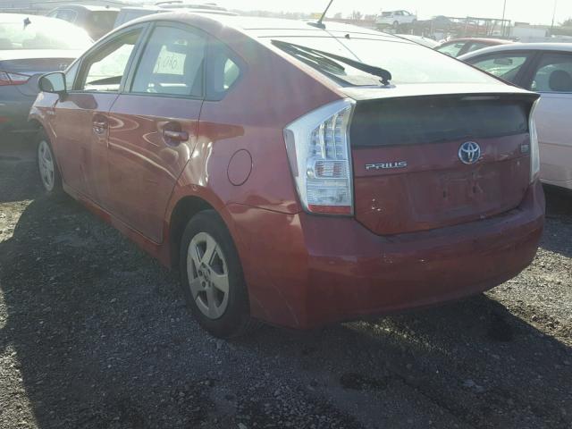 JTDKN3DU3A0134088 - 2010 TOYOTA PRIUS RED photo 3