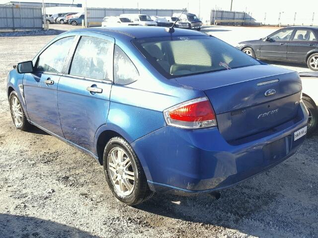 1FAHP35N28W257387 - 2008 FORD FOCUS SE BLUE photo 3