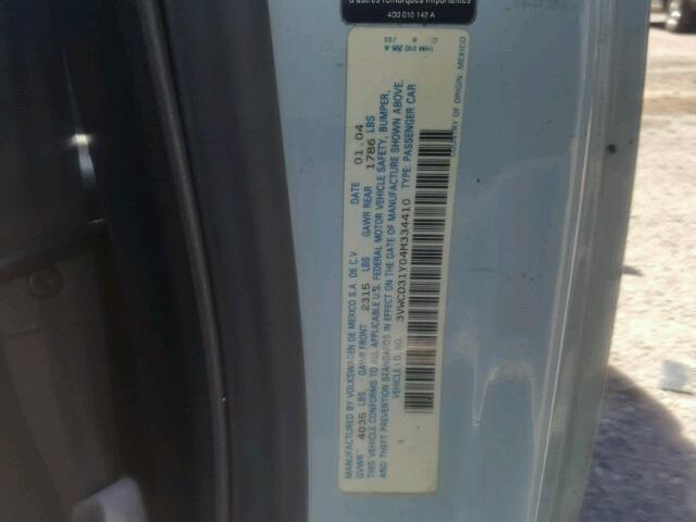 3VWCD31Y04M334410 - 2004 VOLKSWAGEN NEW BEETLE 青绿色 照片 10