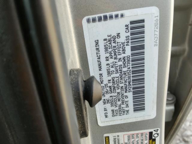 5Y2SM63835Z473900 - 2005 PONTIAC VIBE SILVER photo 10