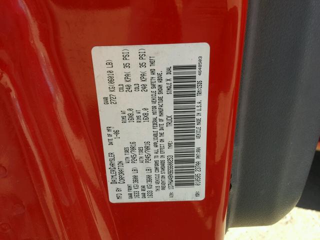 1D7HW48N96S600253 - 2006 DODGE DAKOTA QUA RED photo 10