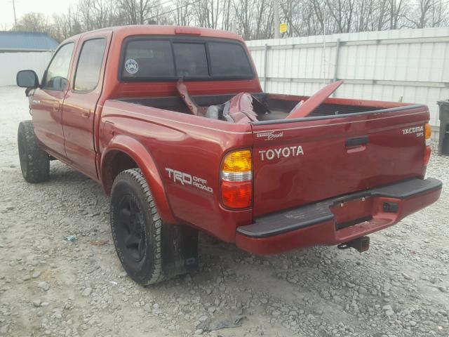 5TEHN72N93Z204886 - 2003 TOYOTA TACOMA DOU MAROON photo 3