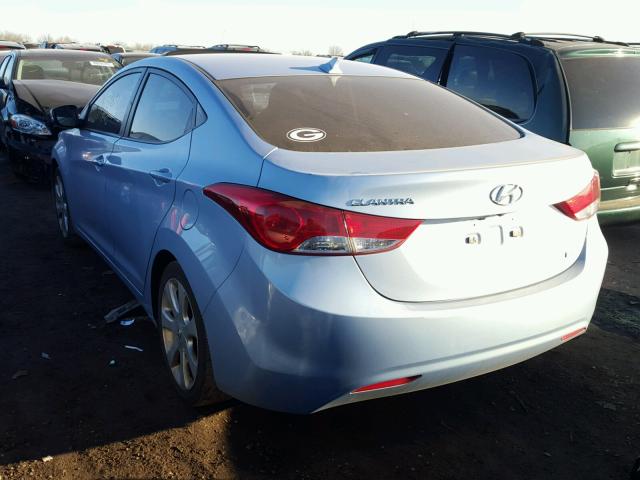 KMHDH4AEXCU316199 - 2012 HYUNDAI ELANTRA GL BLUE photo 3