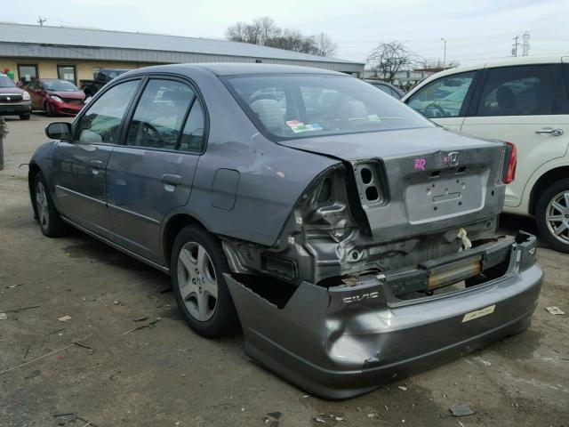 2HGES26715H564289 - 2005 HONDA CIVIC EX GRAY photo 3