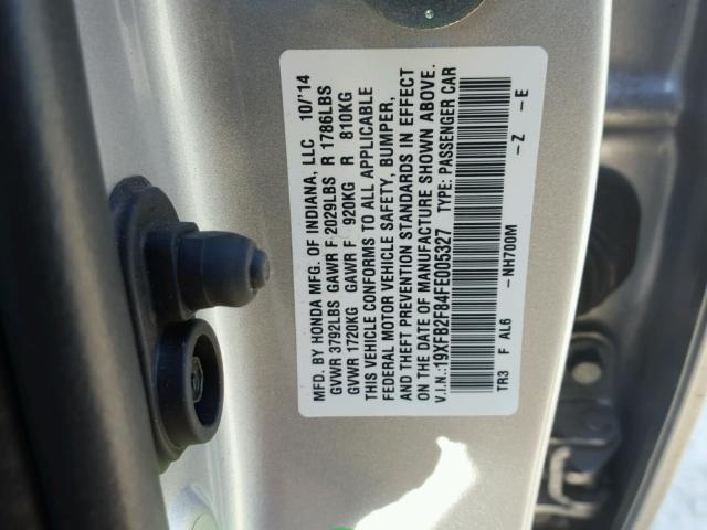 19XFB2F84FE005327 - 2015 HONDA CIVIC EX 银色 照片 10