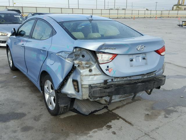 KMHDH4AE9DU592262 - 2013 HYUNDAI ELANTRA GL BLUE photo 3