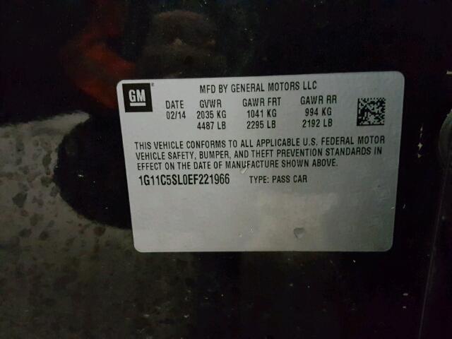 1G11C5SL0EF221966 - 2014 CHEVROLET MALIBU 1LT CHARCOAL photo 10