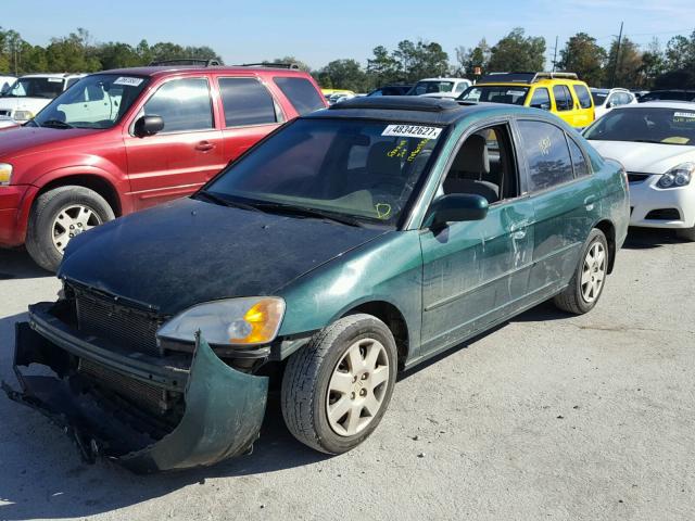 2HGES26751H552690 - 2001 HONDA CIVIC EX GREEN photo 2